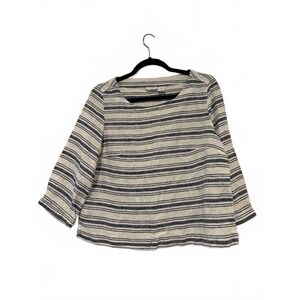 Women's sz S Sigrid Olsen white753 and blue linen‎ blend shirt #754